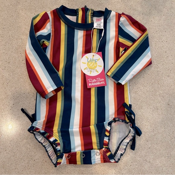 Ruffle Butts Other - Rufflebutts striped swimsuit 12-18mos